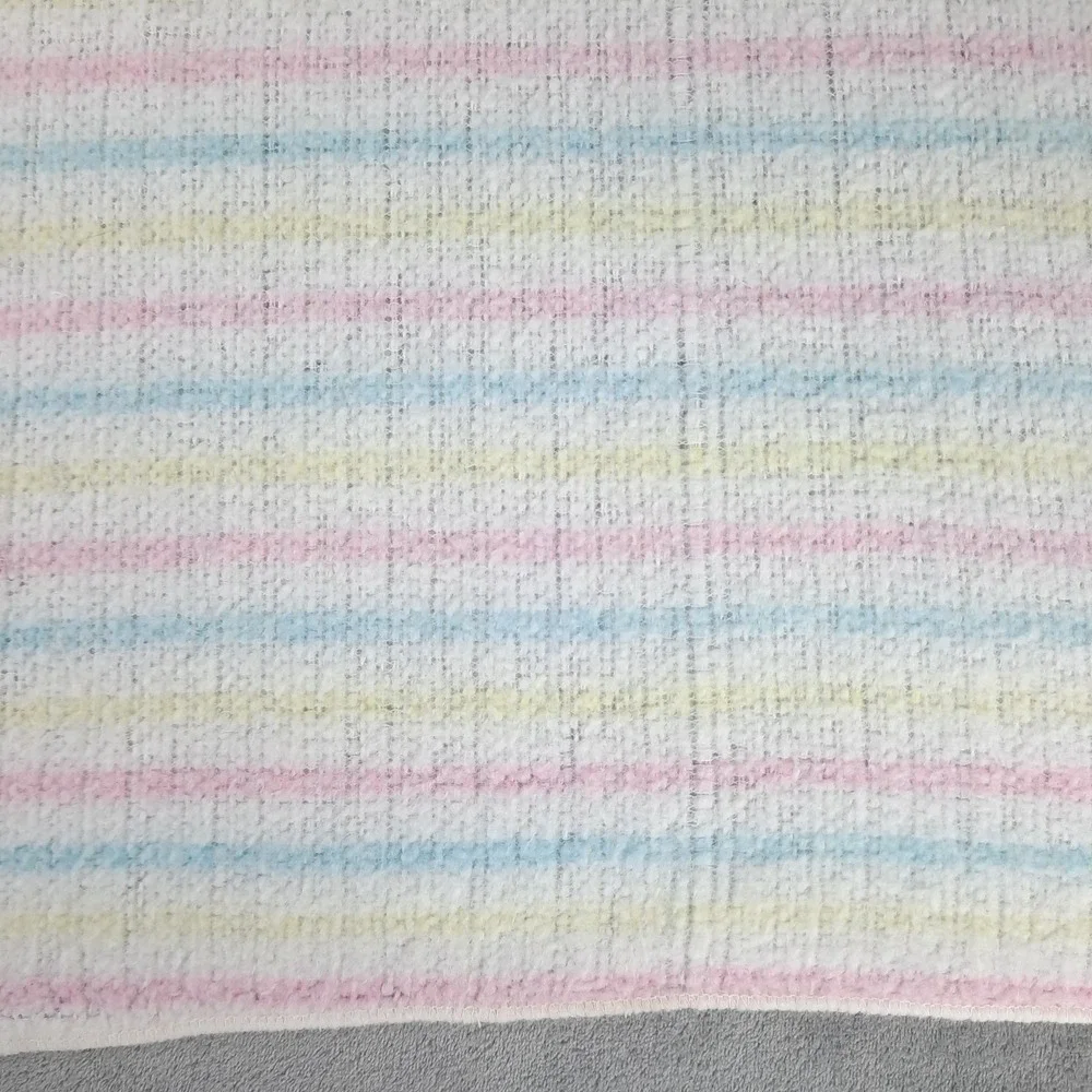 Vintage Pastel Stripe Baby Receiving Blanket Acrylic Waffle Weave Nursery 80s